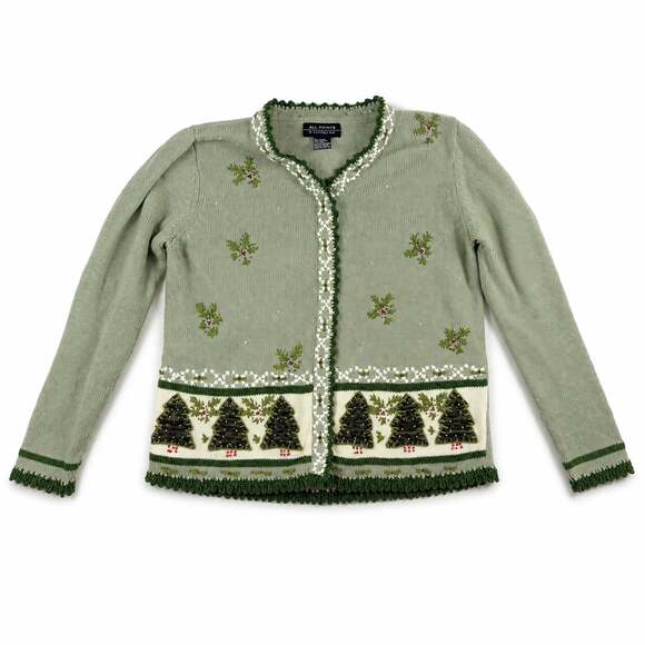 All Points by Reference Point Sweaters - All Points by Reference Point Christmas Tree Embellished Cardigan Sweater